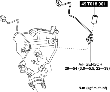 Mazda 2. AIR FUEL RATIO (A/F) SENSOR REMOVAL/INSTALLATION