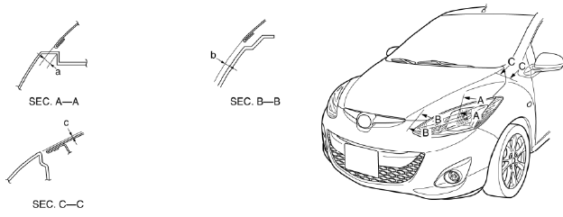 Mazda 2. HOOD ADJUSTMENT