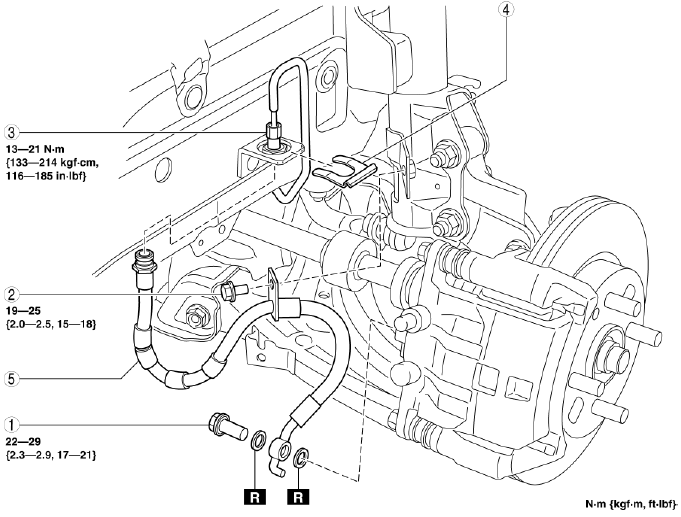 Mazda 2. BRAKE HOSE (FRONT) REMOVAL/INSTALLATION