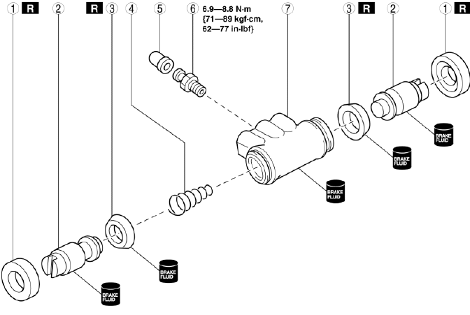 Mazda 2. WHEEL CYLINDER DISASSEMBLY/ASSEMBLY