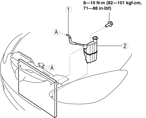 Mazda 2. COOLANT RESERVE TANK REMOVAL/INSTALLATION