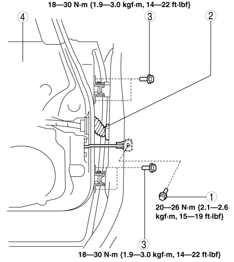 Mazda 2. FRONT DOOR REMOVAL/INSTALLATION