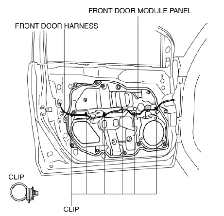 Mazda 2. FRONT DOOR MODULE PANEL REMOVAL/INSTALLATION