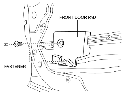 Mazda 2. FRONT DOOR PAD REMOVAL/INSTALLATION