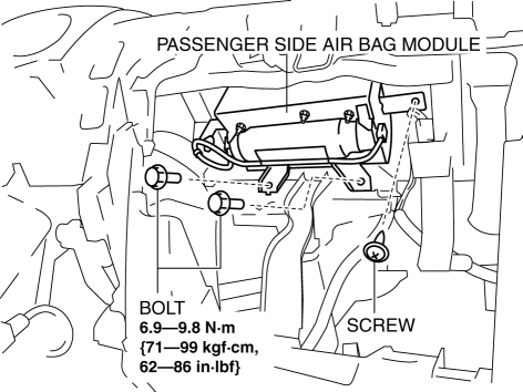 Mazda 2. PASSENGER-SIDE AIR BAG MODULE REMOVAL/INSTALLATION