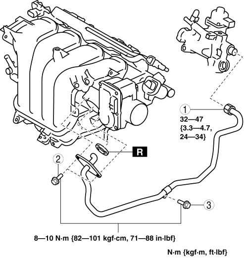 Mazda 2. EGR PIPE REMOVAL/INSTALLATION