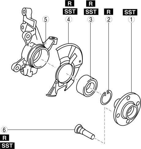 Mazda 2. WHEEL HUB, STEERING KNUCKLE DISASSEMBLY/ASSEMBLY