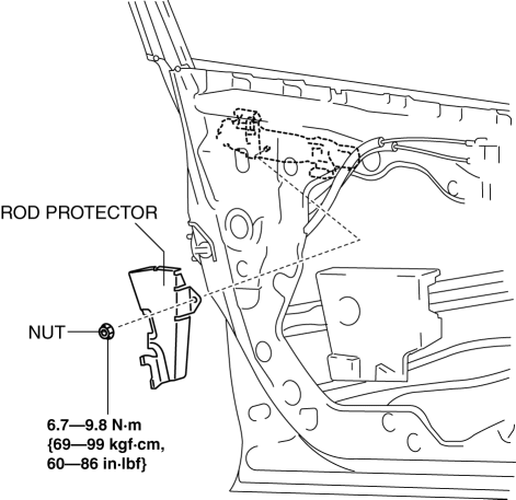 Mazda 2. FRONT DOOR KEY CYLINDER REMOVAL/INSTALLATION