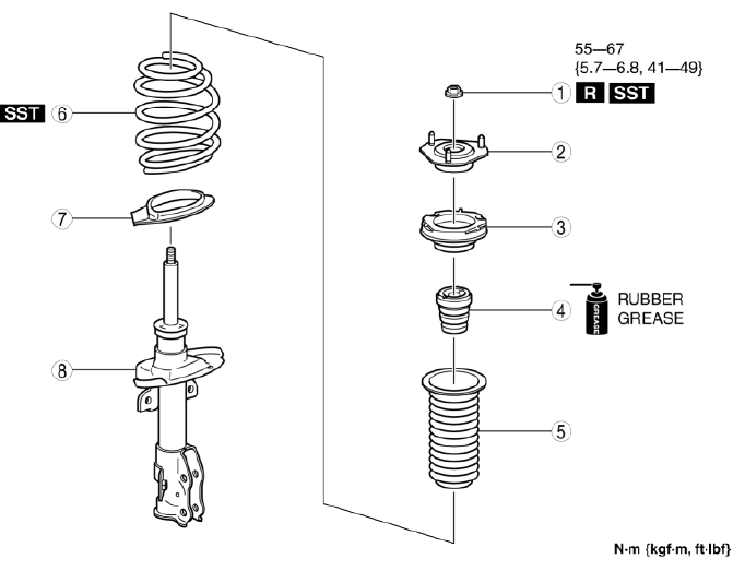 Mazda 2. FRONT SHOCK ABSORBER AND COIL SPRING DISASSEMBLY/ASSEMBLY