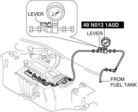 Mazda 2. FUEL LINE PRESSURE INSPECTION