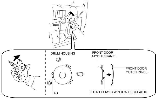 Mazda 2. FRONT POWER WINDOW REGULATOR REMOVAL/INSTALLATION