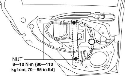 Mazda 2. REAR POWER WINDOW REGULATOR REMOVAL/INSTALLATION