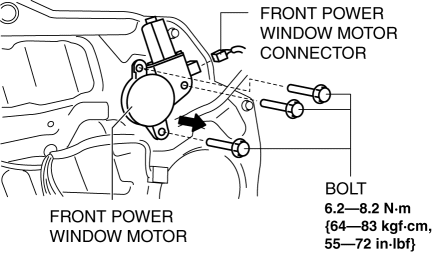 Mazda 2. POWER WINDOW MOTOR REMOVAL/INSTALLATION
