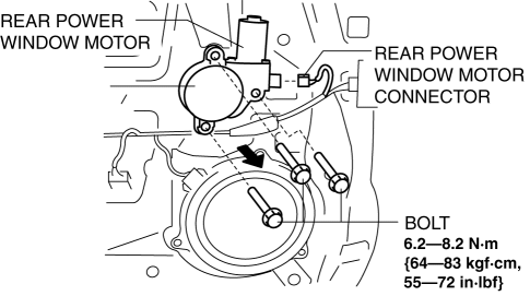 Mazda 2. POWER WINDOW MOTOR REMOVAL/INSTALLATION