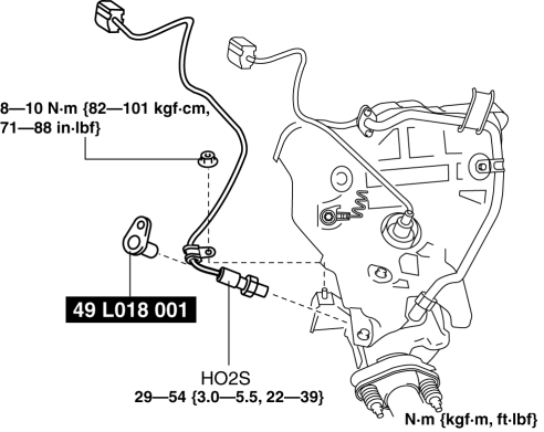 Mazda 2. HEATED OXYGEN SENSOR (HO2S) REMOVAL/INSTALLATION