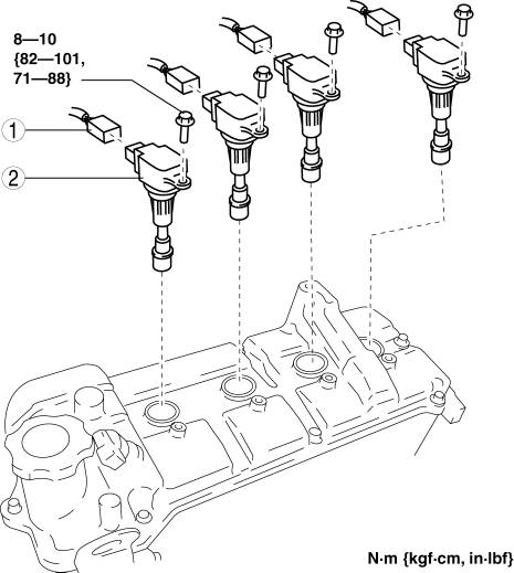 Mazda 2. IGNITION COIL REMOVAL/INSTALLATION