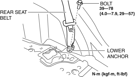 Mazda 2. REAR SEAT BELT REMOVAL/INSTALLATION