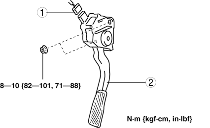 Mazda 2. ACCELERATOR PEDAL REMOVAL/INSTALLATION