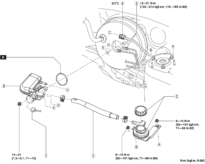 Mazda 2. MASTER CYLINDER REMOVAL/INSTALLATION