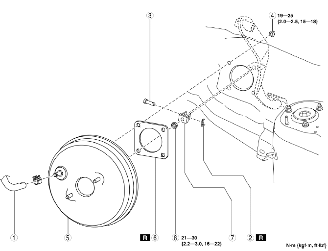 Mazda 2. POWER BRAKE UNIT REMOVAL/INSTALLATION