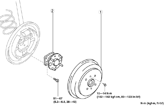 Mazda 2. WHEEL HUB COMPONENT REMOVAL/INSTALLATION