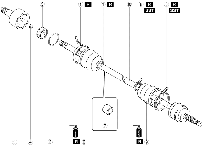 Mazda 2. DRIVE SHAFT (MTX) DISASSEMBLY/ASSEMBLY