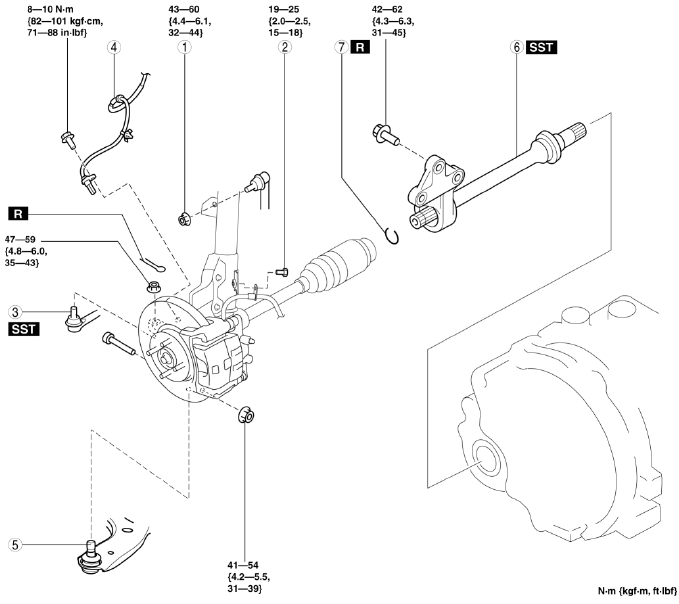 Mazda 2. JOINT SHAFT REMOVAL/INSTALLATION