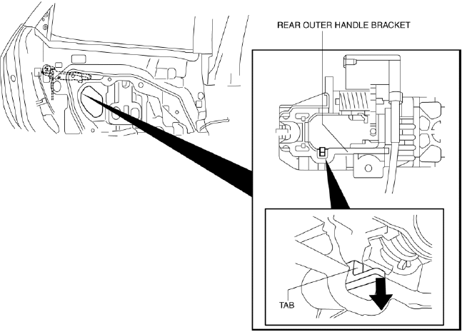 Mazda 2. REAR OUTER HANDLE REMOVAL/INSTALLATION