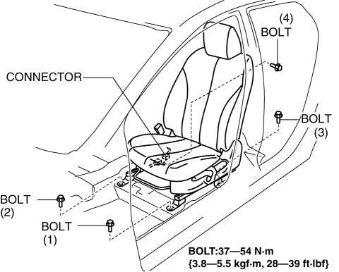 Mazda 2. FRONT SEAT REMOVAL/INSTALLATION