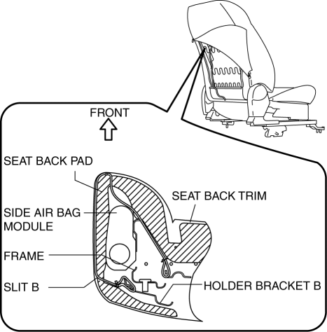 Mazda 2. FRONT SEAT BACK TRIM REMOVAL/INSTALLATION