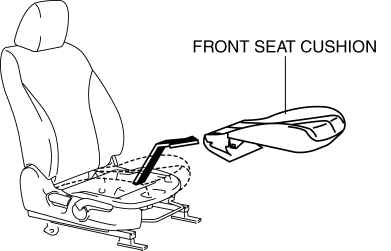 Mazda 2. FRONT SEAT CUSHION TRIM REMOVAL/INSTALLATION