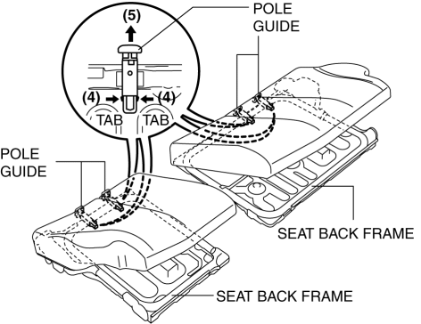 Mazda 2. REAR SEAT BACK FRAME REMOVAL/INSTALLATION