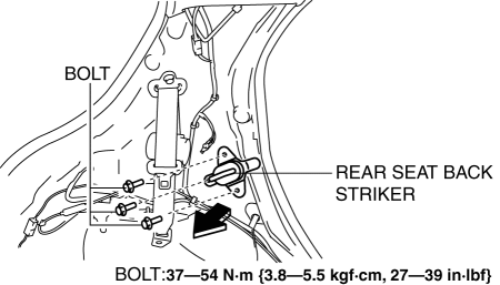 Mazda 2. REAR SEAT BACK STRIKER REMOVAL/INSTALLATION